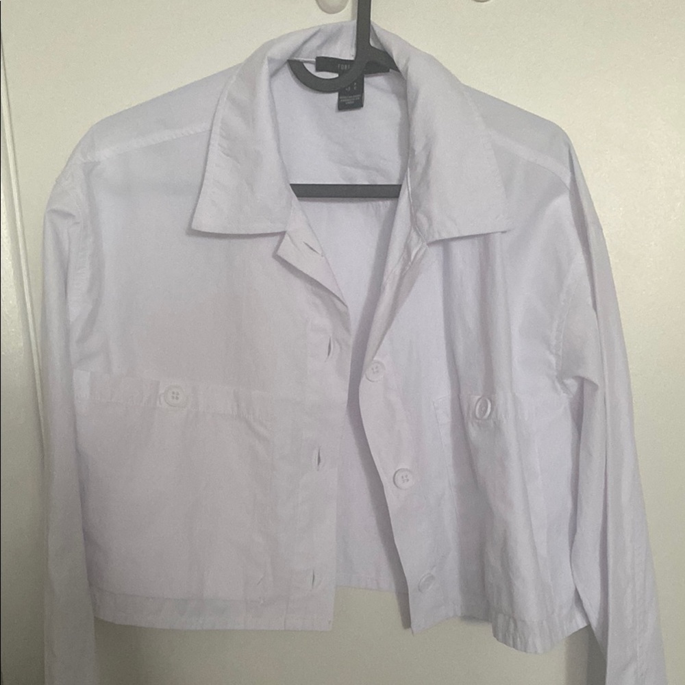 White Button-Up Cropped Jacket